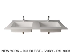 Plan double vasque bassin Design 60 cm, sur mesure, L. 150 à 200 cm x P. 40 à 60 cm, résine minérale ACRYSTONE® SOLID-SURFACE Finition lisse, Livraison Offerte et Rapide.